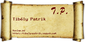 Tibély Patrik névjegykártya